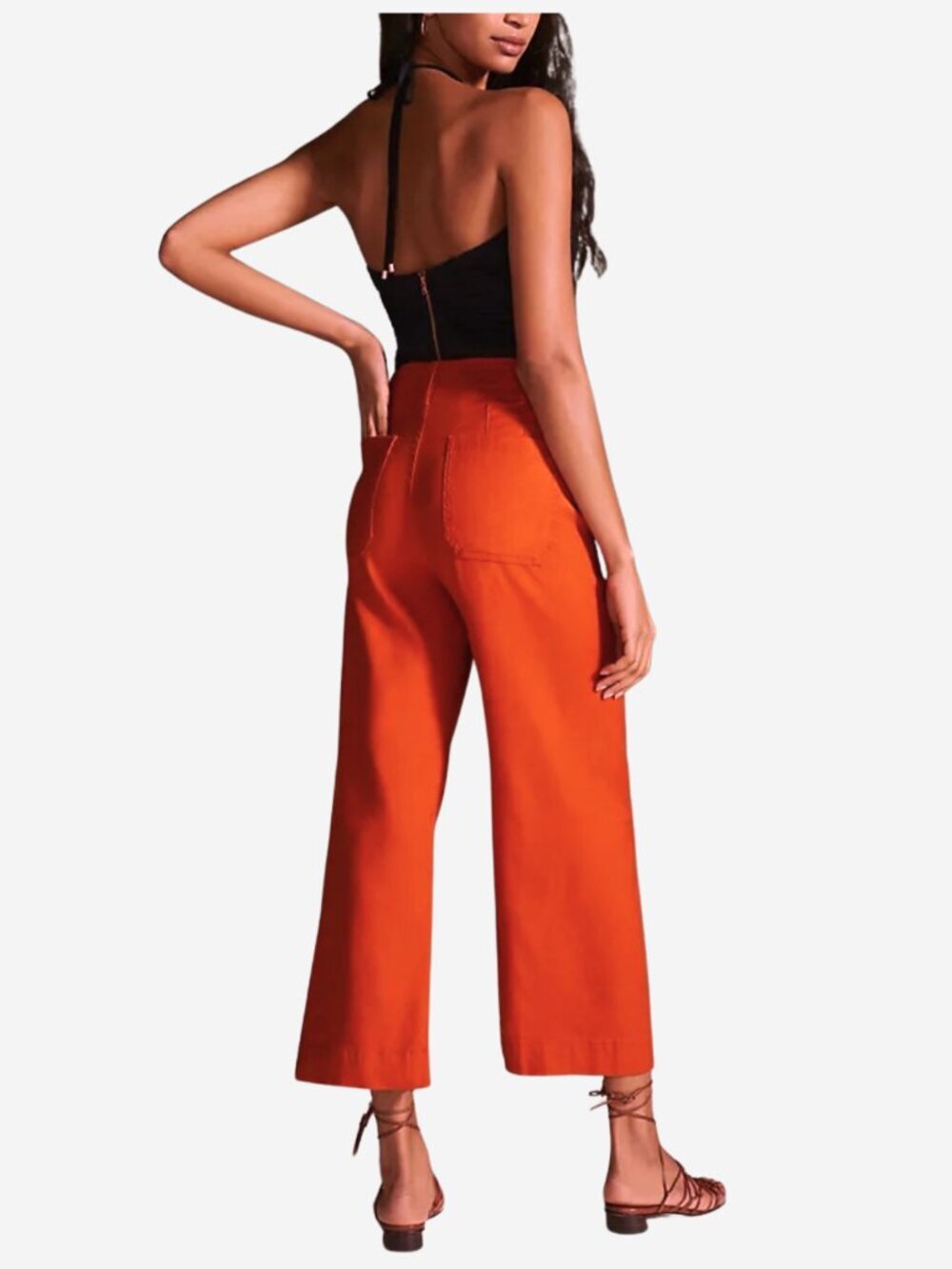 Anthropologie Maeve High Rise Double Button Wide Leg Crop Pants Sz 2 - Picture 3 of 6